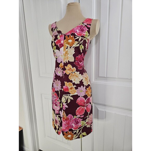 David Meister NWT Silk Floral Sheath Dress V-neck Sz 6 Made In The USA - Picture 2 of 10